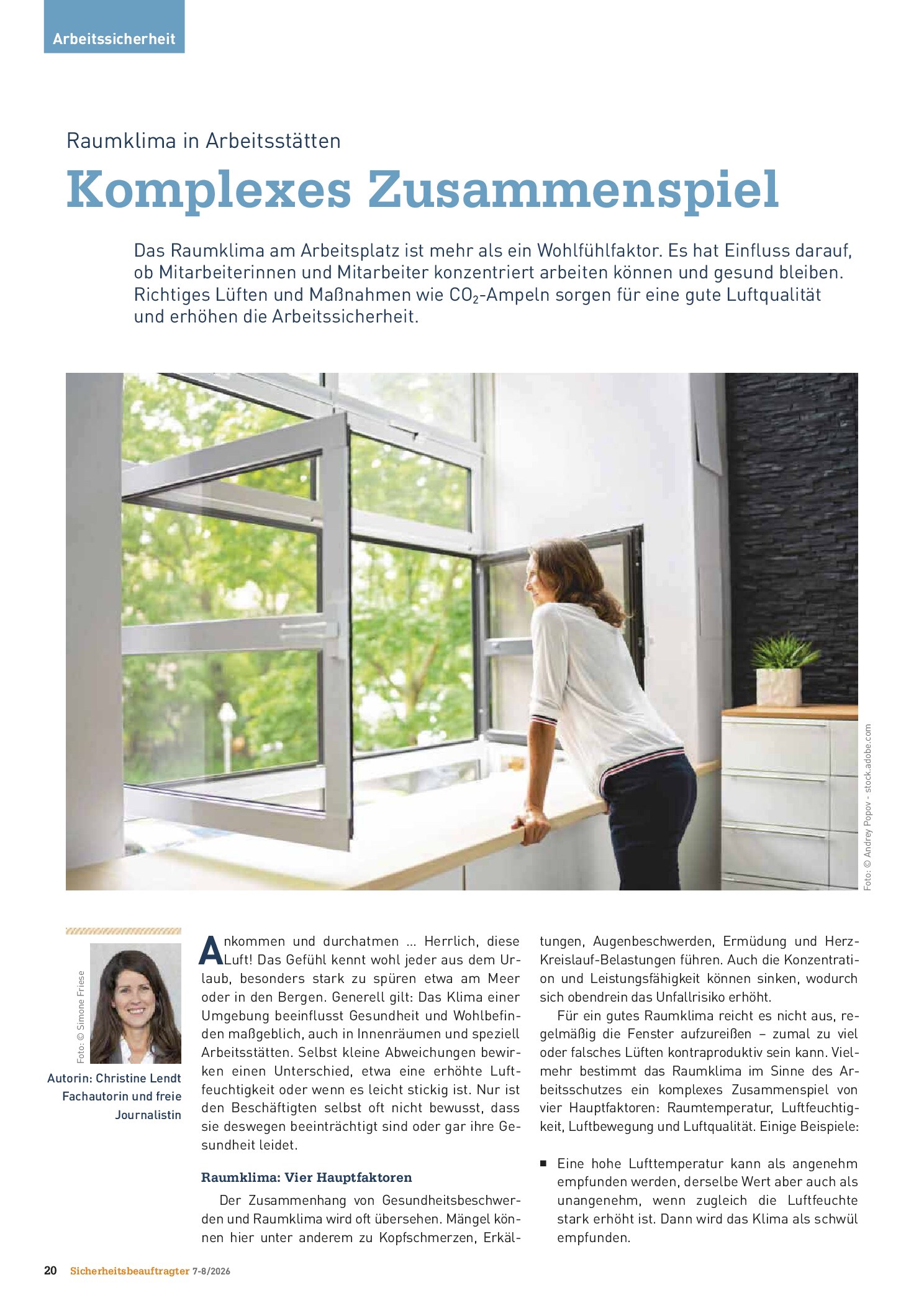 Vorschauseite 1: Raumklima in Arbeitsstätten. Komplexes Zusammenspiel