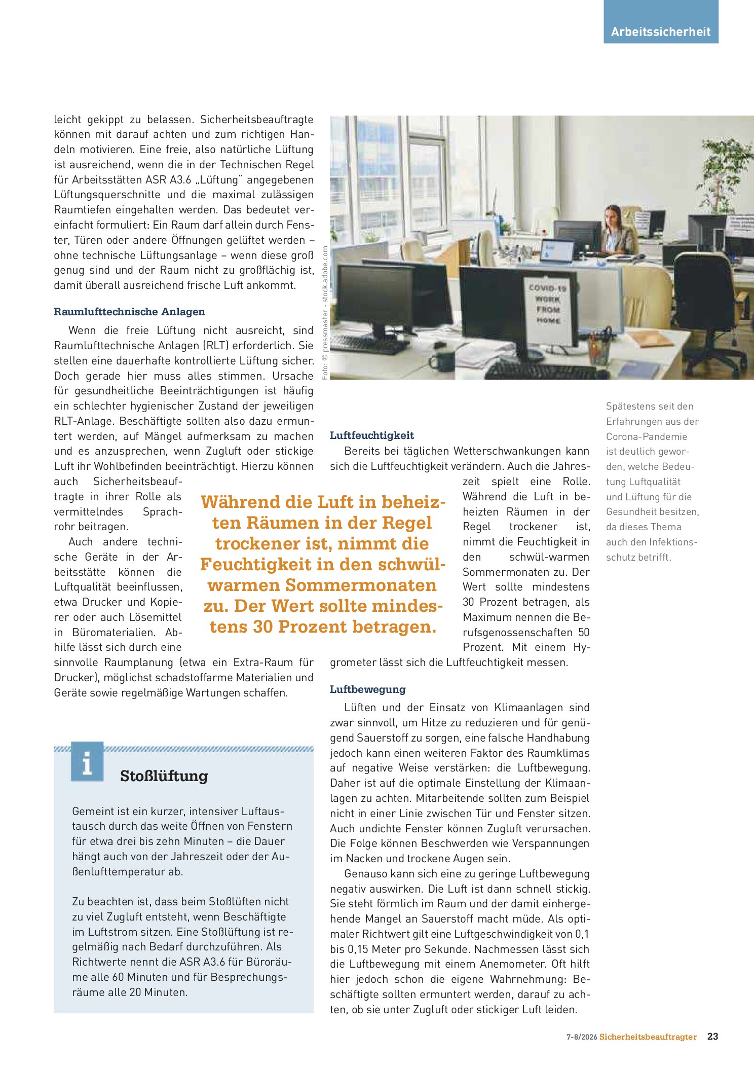Vorschauseite 4: Raumklima in Arbeitsstätten. Komplexes Zusammenspiel