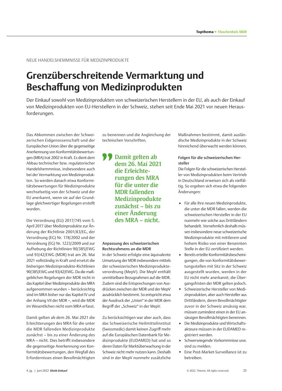 Vorschauseite 1: Neue Handelshemmnisse für Medizinprodukte: Grenzüberschreitende Vermarktung und Beschaffung von Medizinprodukten