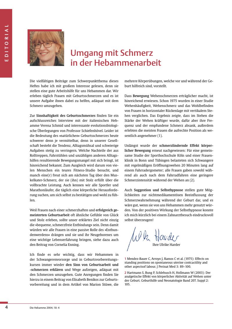 Vorschauseite 1: Umgang mit Schmerz in der Hebammenarbeit
