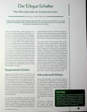 Vorschauseite 1: Der Erbgut-Schalter Wie Mikronährstoffe die Genaktivität lenken