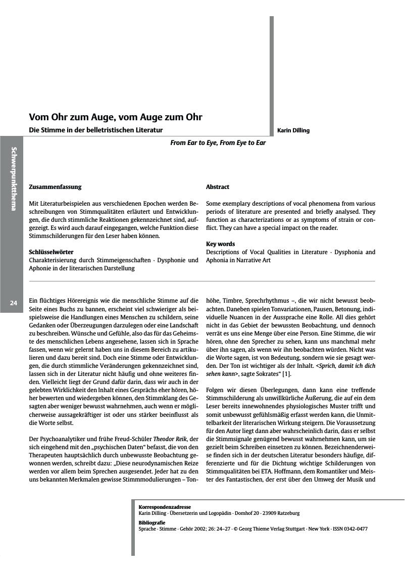 Vorschauseite 1: Vom Ohr zum Auge, vom Auge zum Ohr