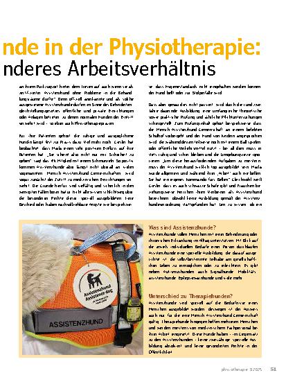Vorschauseite 2: Assistenzhunde in der Physiotherapie: Ein ganz besonderes Arbeitsverhältnis