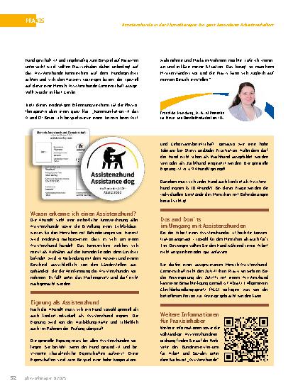 Vorschauseite 3: Assistenzhunde in der Physiotherapie: Ein ganz besonderes Arbeitsverhältnis