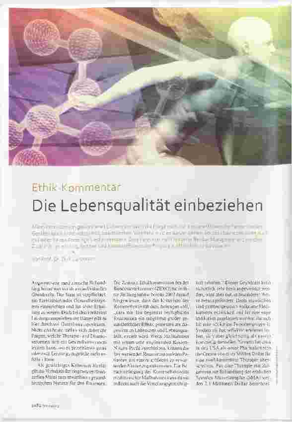 Vorschauseite 1: Ethik-Kommentar Die Lebensqualität einbeziehen