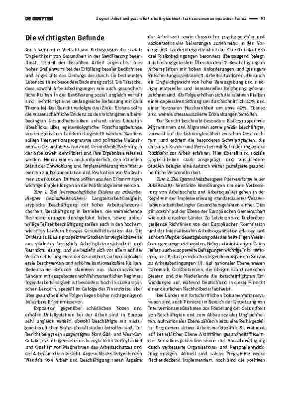 Vorschauseite 2: Arbeit und gesundheitliche Ungleichheit: Fazit aus einem europäischen Review