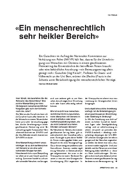 Vorschauseite 1: «Ein menschenrechtlich sehr heikler Bereich»