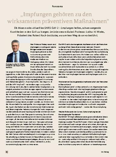 Vorschauseite 1: „Impfungen gehören zu den wirksamsten präventiven Maßnahmen. “