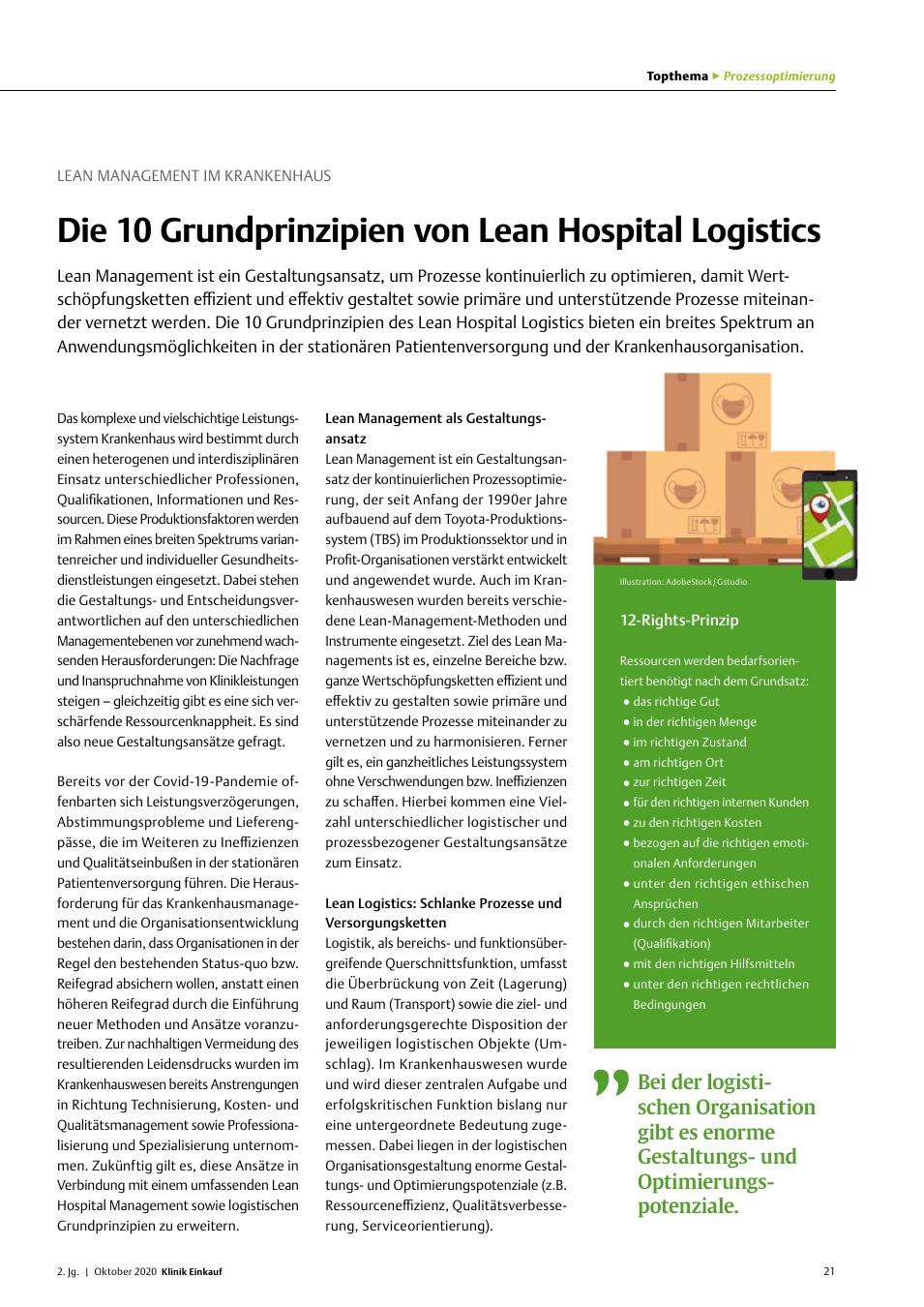 Vorschauseite 1: Lean Management im Krankenhaus: Die 10 Grundprinzipien von Lean Hospital Logistics