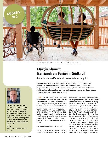 Vorschauseite 1: Barrierefreie Ferien in Südtirol: Die Villa Himmelfahrt am Ritten macht es möglich.