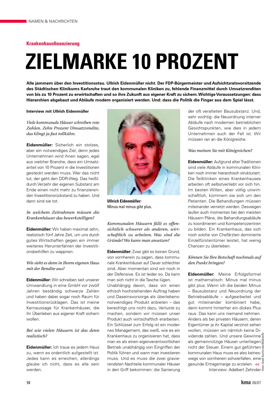 Vorschauseite 1: Zielmarke 10 Prozent