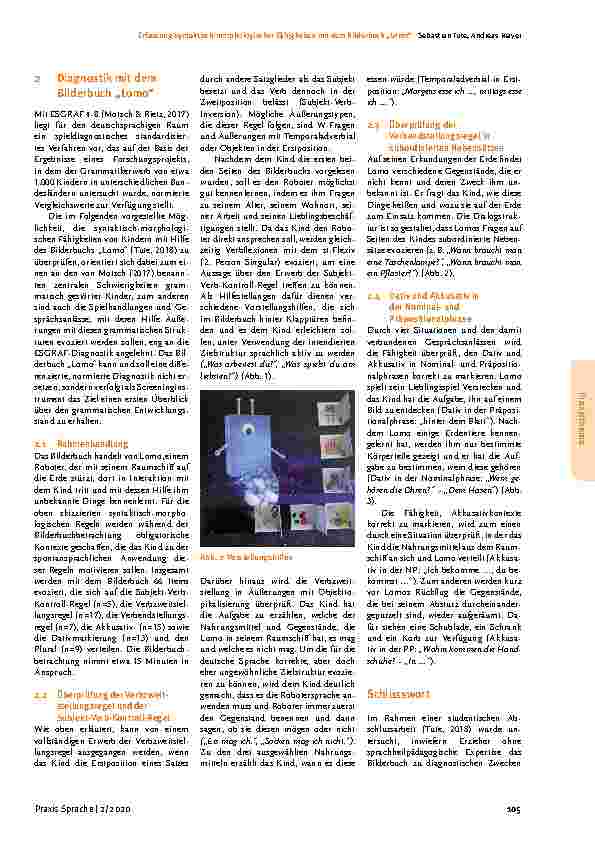 Vorschauseite 2: Erfassung syntaktisch-morphologischer Fähigkeiten mit dem Bilderbuch „Lomo“