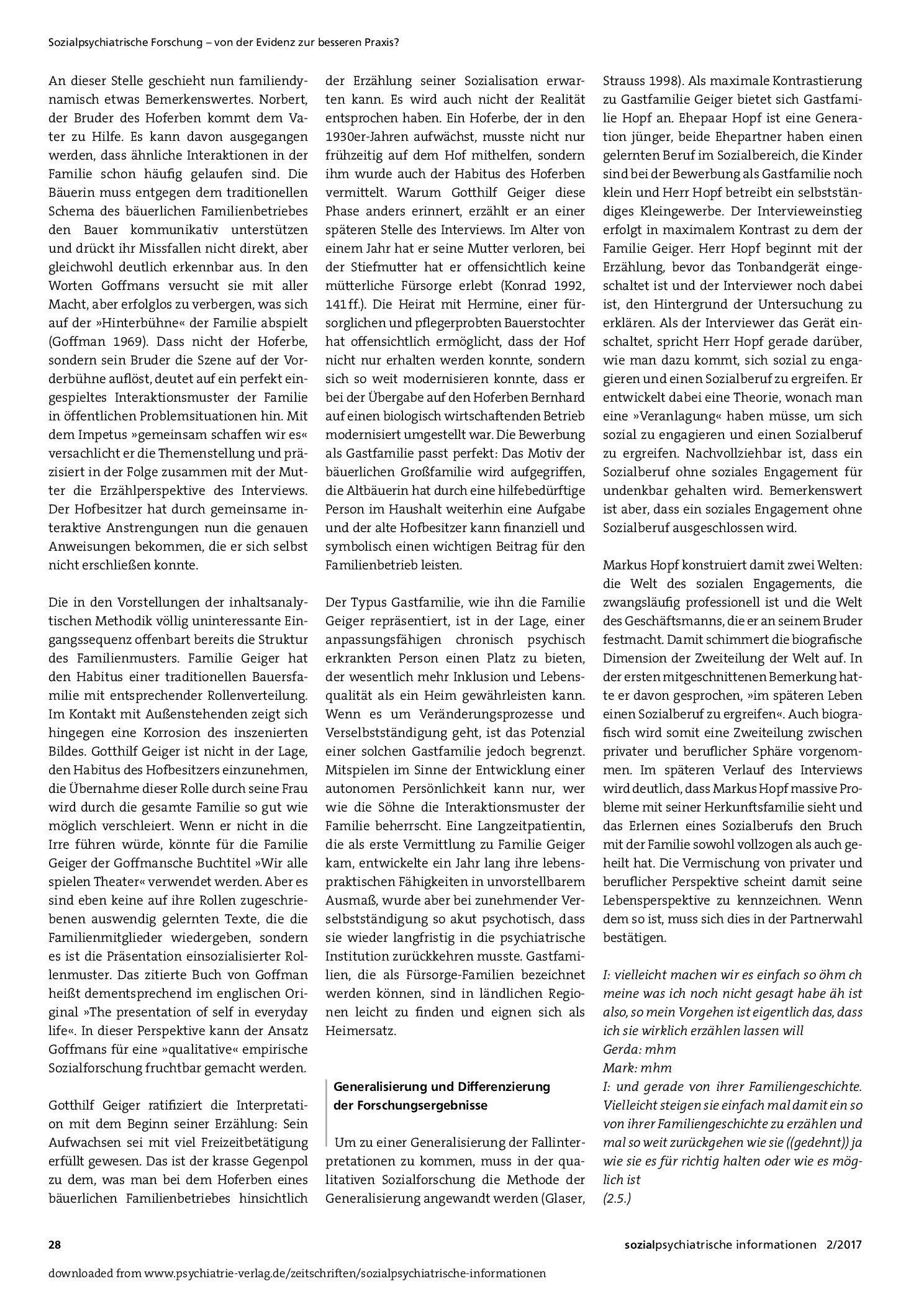 Vorschauseite 3: Objektive Hermeneutik als qualitative Methode der Evidenzbasierung sozialpsychiatrischer Praxis – am Beispiel der Familienpflege