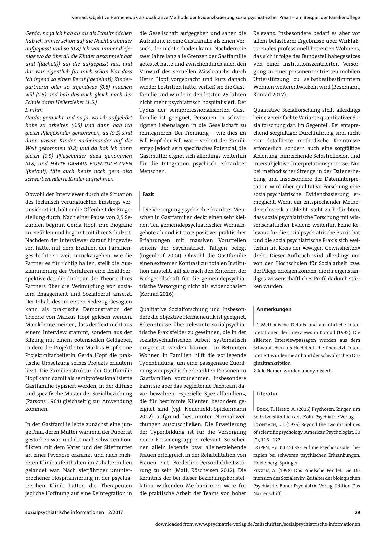 Vorschauseite 4: Objektive Hermeneutik als qualitative Methode der Evidenzbasierung sozialpsychiatrischer Praxis – am Beispiel der Familienpflege