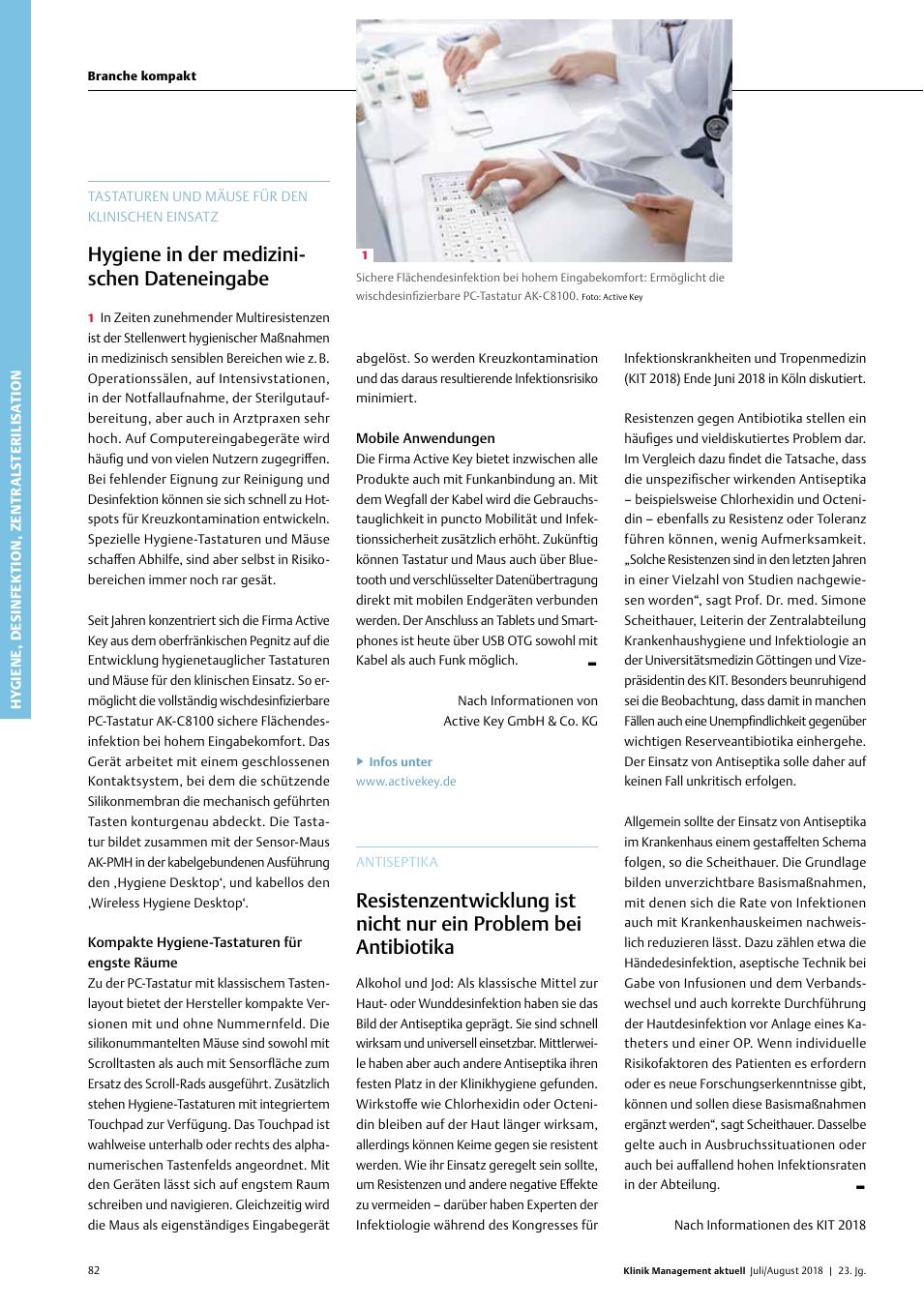 Vorschauseite 1: Antiseptika: Resistenzentwicklung ist nicht nur ein Problem bei Antibiotika
