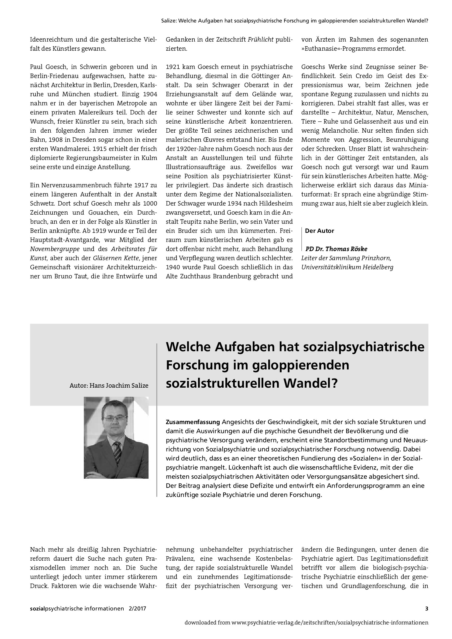 Vorschauseite 1: Welche Aufgaben hat sozialpsychiatrische Forschung im galoppierenden sozialstrukturellen Wandel?