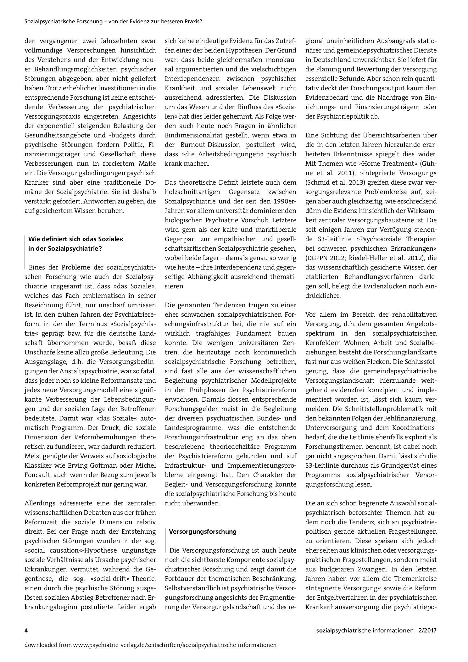 Vorschauseite 2: Welche Aufgaben hat sozialpsychiatrische Forschung im galoppierenden sozialstrukturellen Wandel?