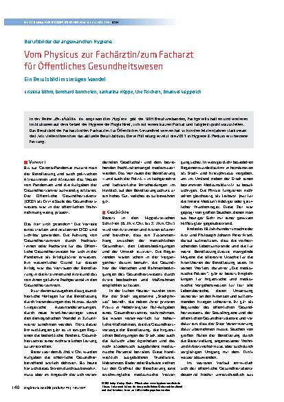 Vorschauseite 1: Vom Physiker zur Fachärztin/zum Facharzt für Öffentliches Gesundheitswesen