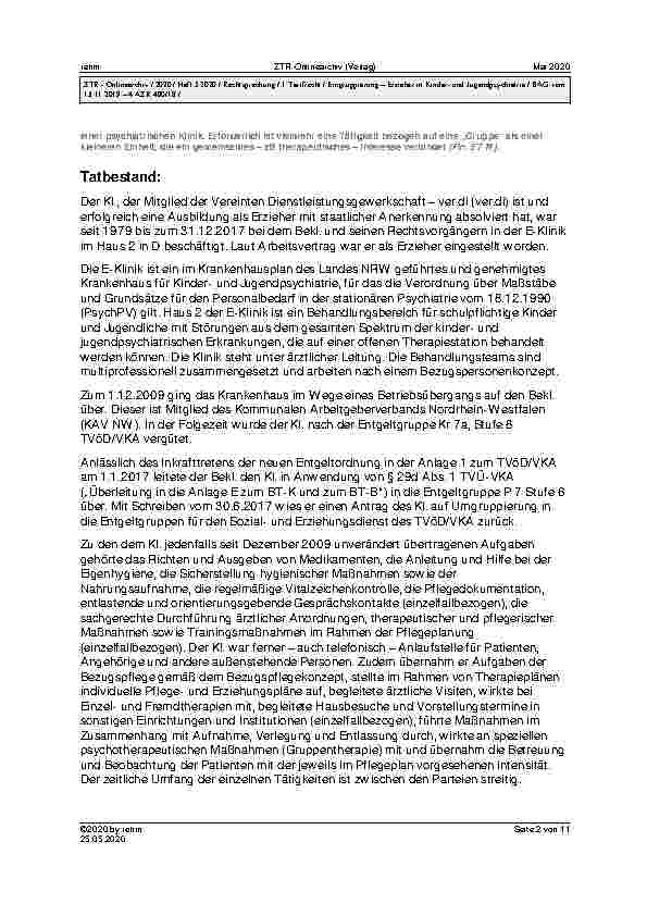 Vorschauseite 2: Eingruppierung – Erzieher in Kinderund Jugendpsychiatrie