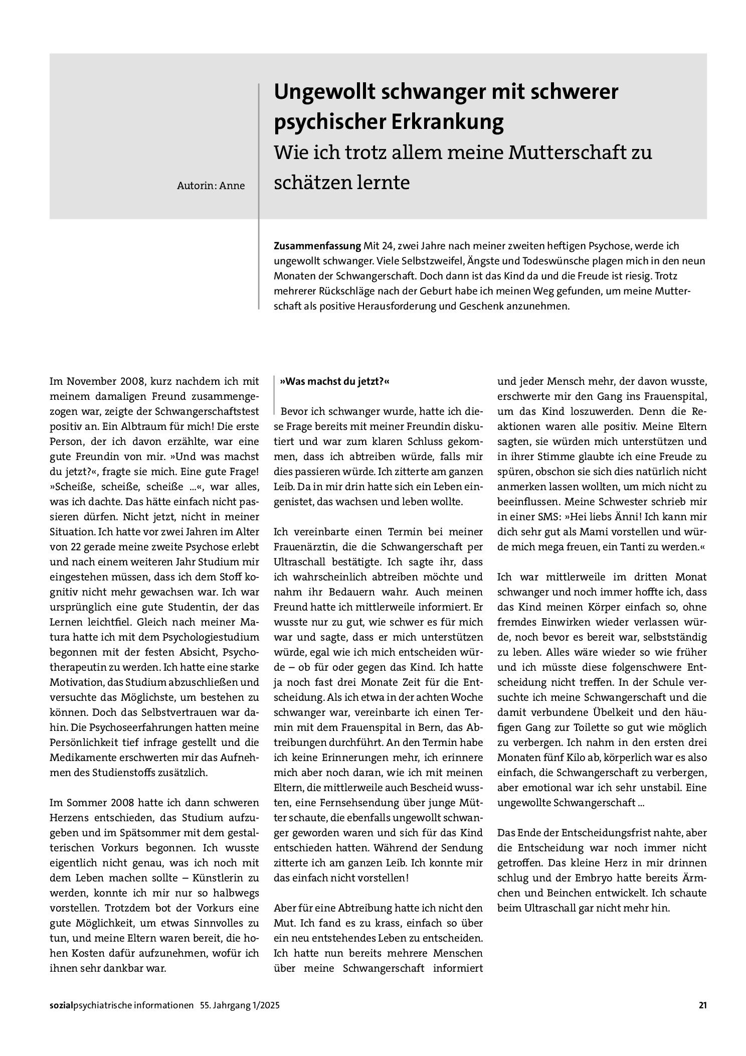 Vorschauseite 1: Ungewollt schwanger mit schwerer psychischer Erkrankung. Wie ich trotz allem meine Mutterschaft zu schätzen lernte