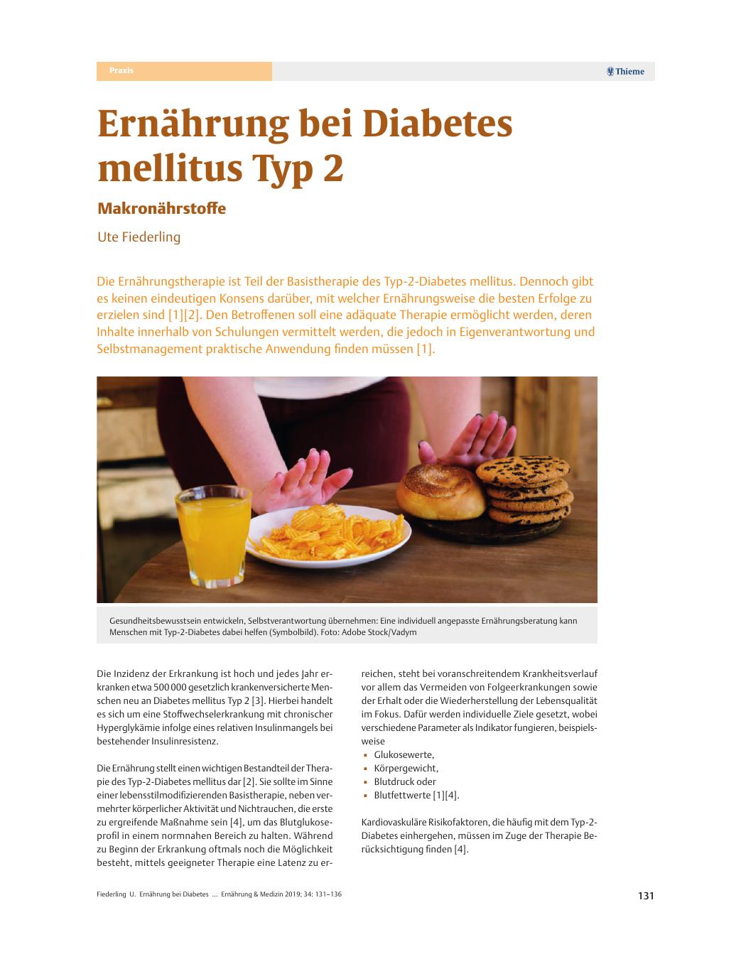 Vorschauseite 1: Ernährung bei Diabetes mellitus Typ 2