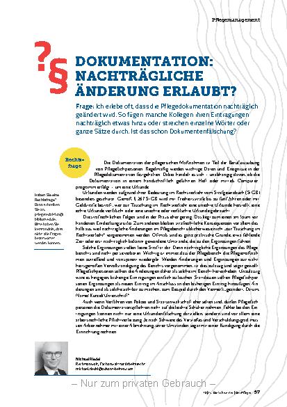 Vorschauseite 1: Dokumentation: Nachträgliche Änderung erlaubt?