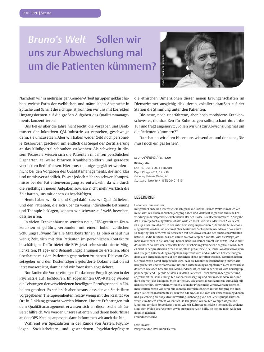 Vorschauseite 1: Bruno’s Welt - Sollen wir uns zur Abwechslung mal um die Patienten kümmern?