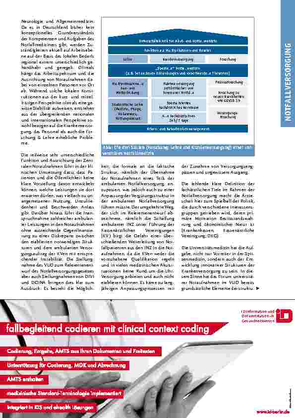 Vorschauseite 2: Universitätsklinik für Notfallmedizin. Die Universitäre Notaufnahme auf dem Weg zur Klinik für Notfallmedizin.