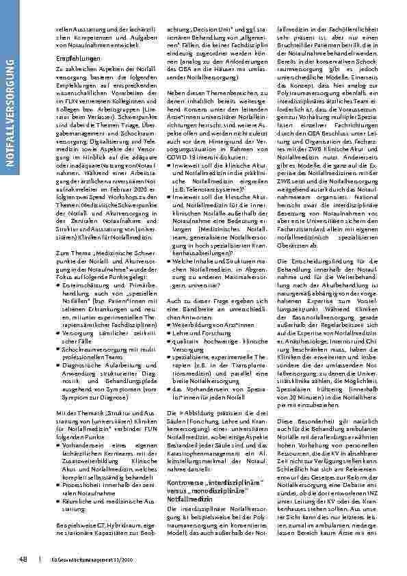 Vorschauseite 3: Universitätsklinik für Notfallmedizin. Die Universitäre Notaufnahme auf dem Weg zur Klinik für Notfallmedizin.