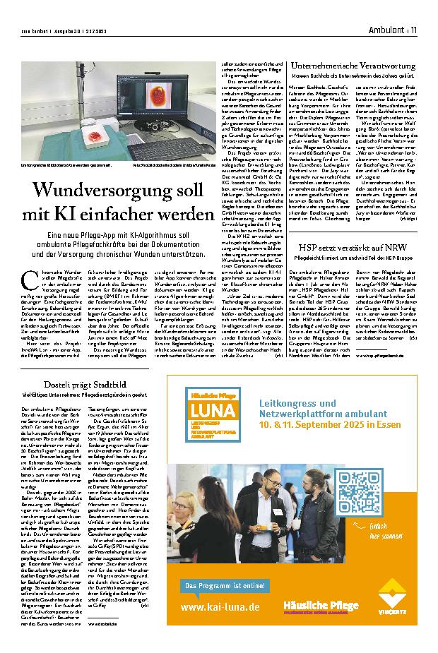 Vorschauseite 1: Wundversorgung soll mit KI einfacher werden