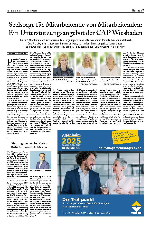 Vorschauseite 1: Seelsorge für Mitarbeitende von Mitarbeitenden: Ein Unterstützungsangebot der CAP Wiesbaden
