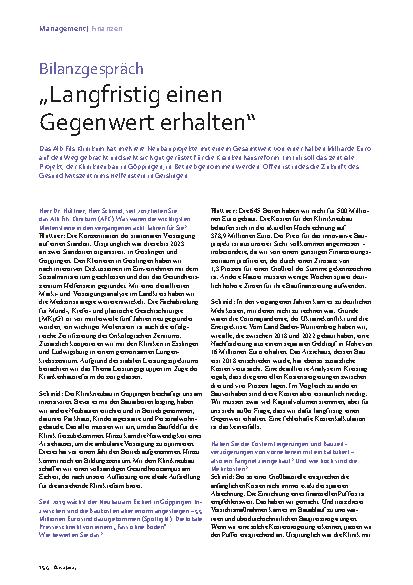 Vorschauseite 1: „Langfristig einen Gegenwert erhalten“