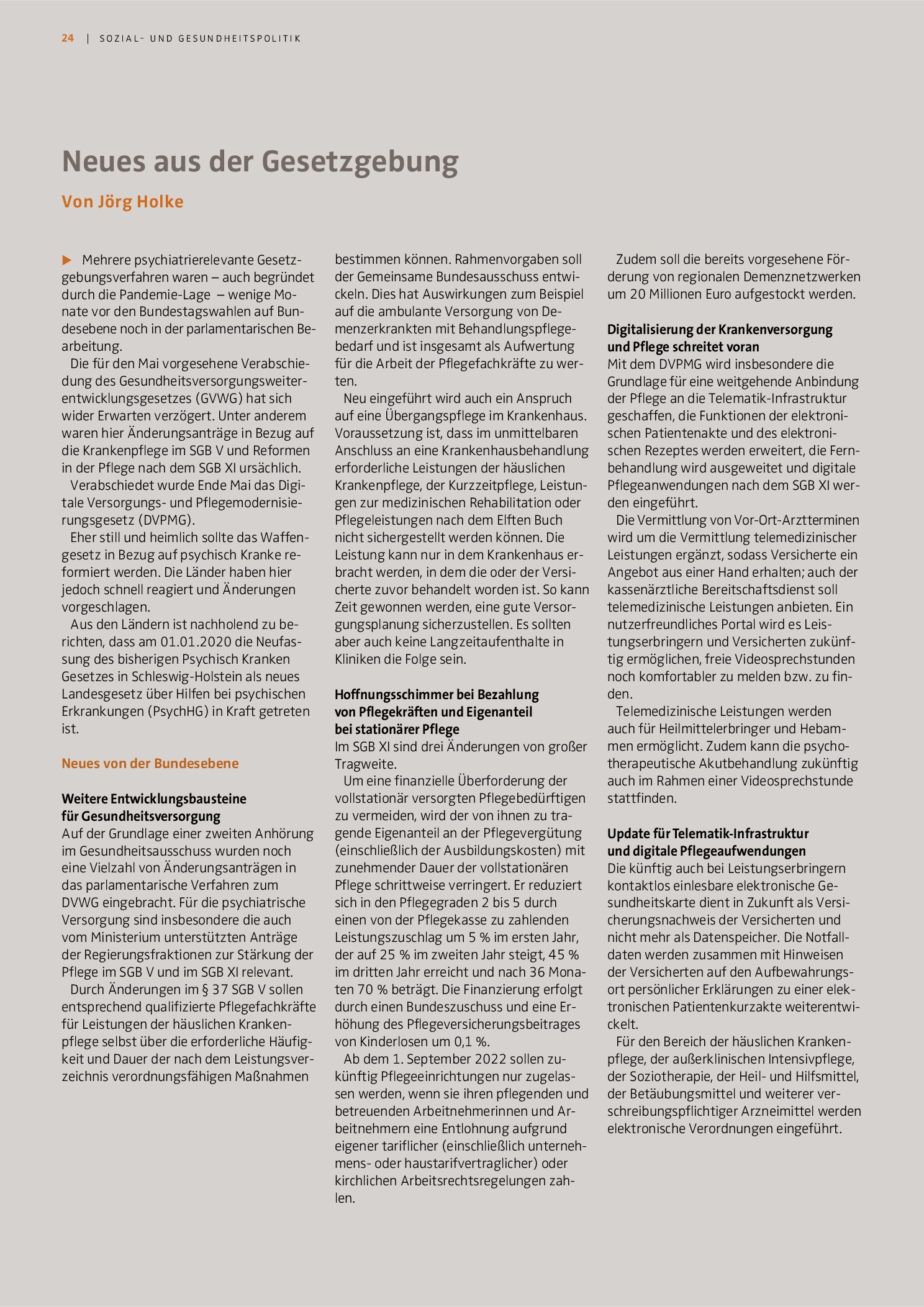 Vorschauseite 1: Neues aus der Gesetzgebung