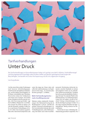 Vorschauseite 1: Tarifverhandlungen. Unter Druck