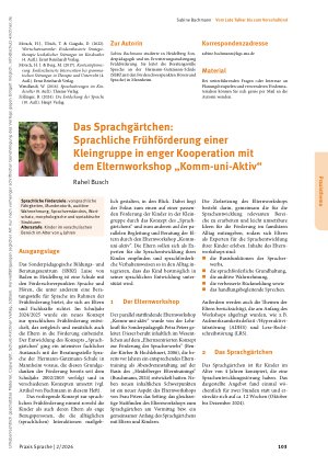 Vorschauseite 1: Das Sprachgärtchen: Sprachliche Frühförderung einer Kleingruppe in enger Kooperation mit dem Elternworkshop „Komm-uni-Aktiv“