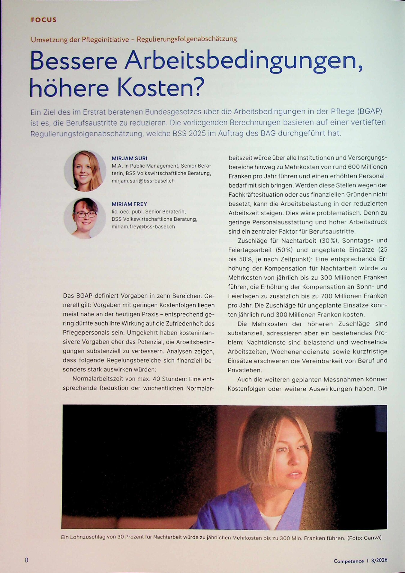Vorschauseite 1: Umsetzung der Pflegeinitiative – Regulierungsfolgenabschätzung: Bessere Arbeitsbedingungen, höhere Kosten?
