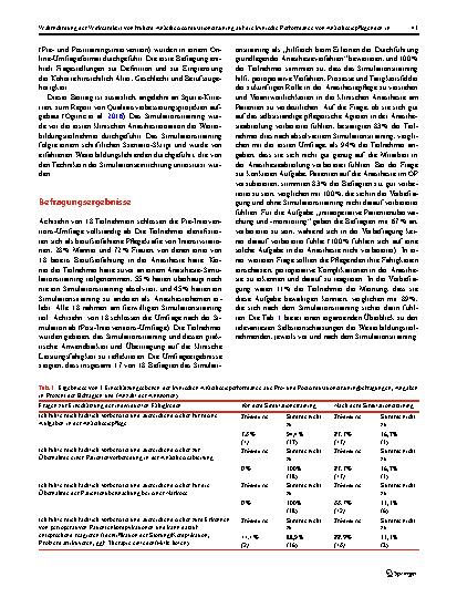 Vorschauseite 6: Wahrnehmung der Wirksamkeit von frühem Anästhesiesimulationstraining auf die klinische Performance von Anästhesiepflegenden in Weiterbildung