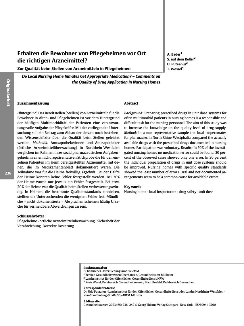 Vorschauseite 1: Erhalten die Bewohner von Pflegeheimen vor Ort die richtigen Arzneimittel?