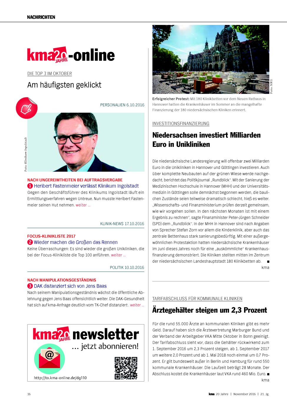 Vorschauseite 1: Investitionsfinanzierung: Niedersachsen investiert Milliarden Euro in Unikliniken