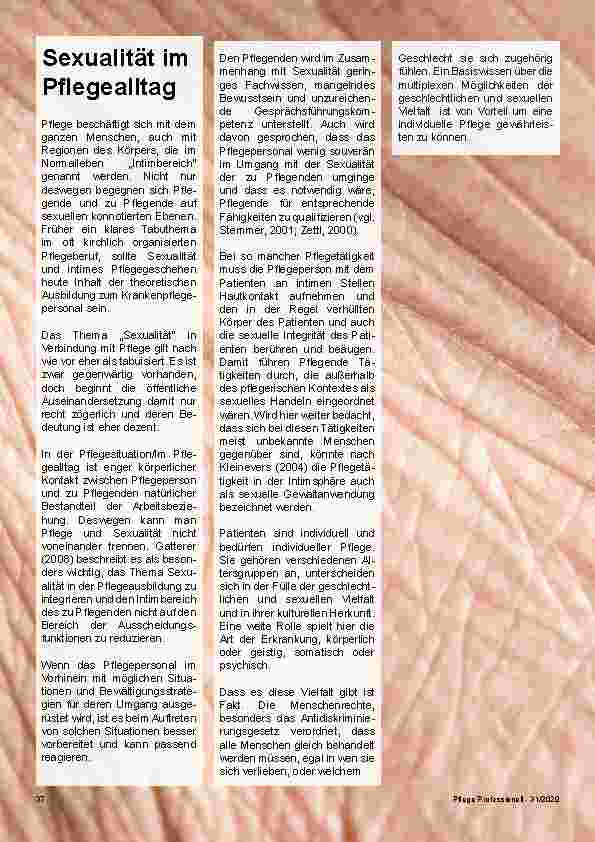 Vorschauseite 1: Sexualität im Pflegealltag