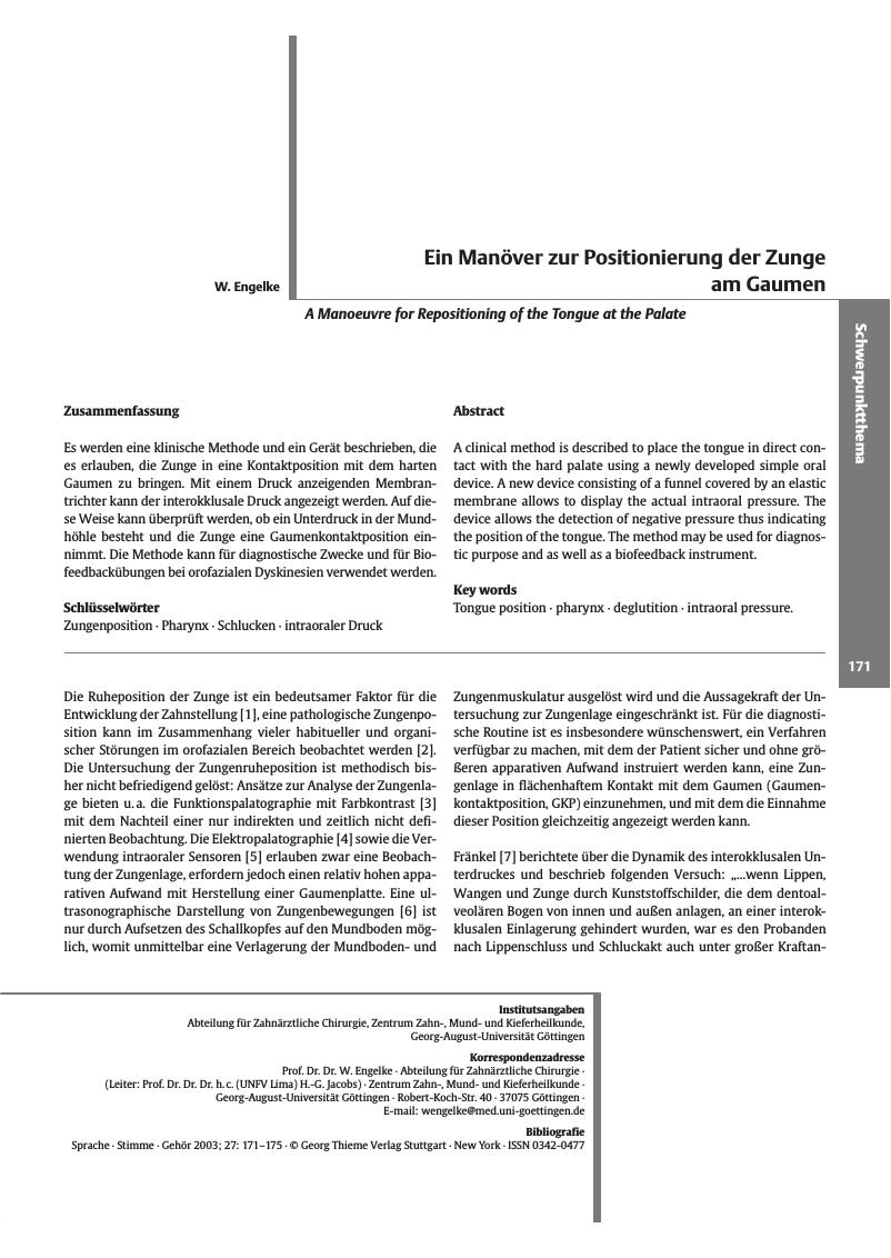 Vorschauseite 1: Ein Manöver zur Positionierung der Zunge am Gaumen