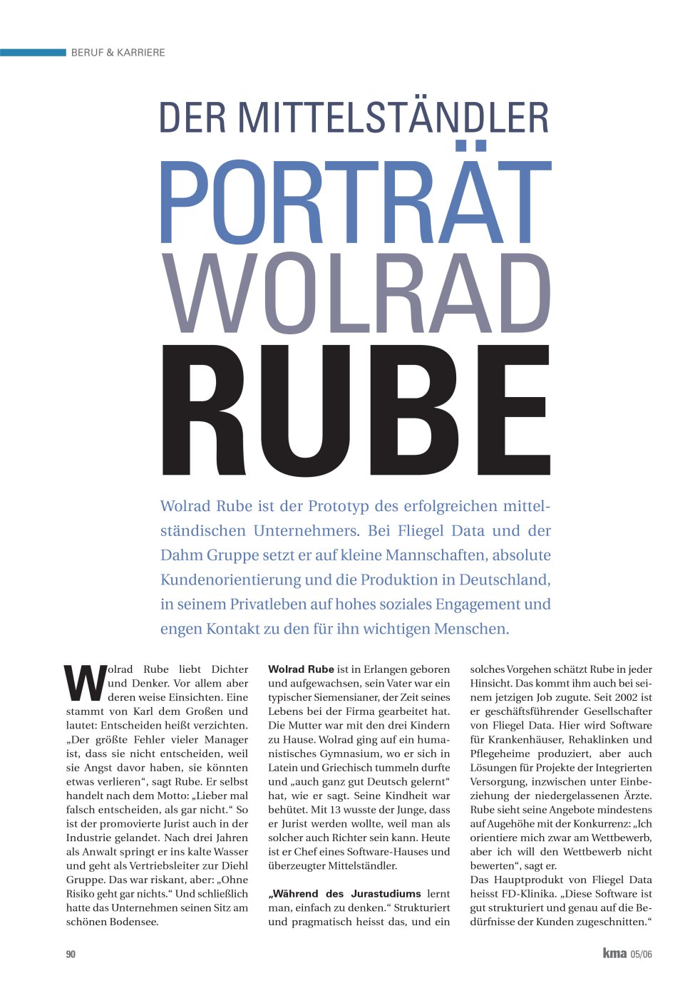 Vorschauseite 1: Porträt Wolrad Rube