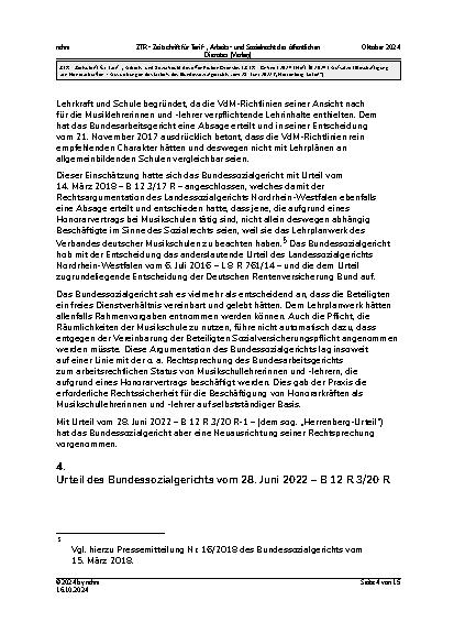 Vorschauseite 4: Beschäftigung von Honorarkräften – Auswirkungen des Urteils des Bundessozialgerichts vom 28. Juni 2021 („Herrenberg-Urteil“)