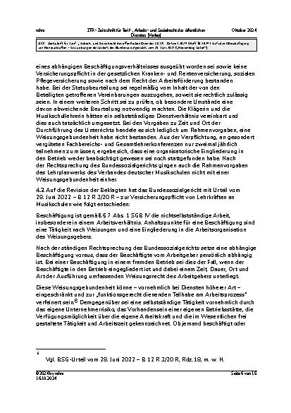 Vorschauseite 6: Beschäftigung von Honorarkräften – Auswirkungen des Urteils des Bundessozialgerichts vom 28. Juni 2021 („Herrenberg-Urteil“)
