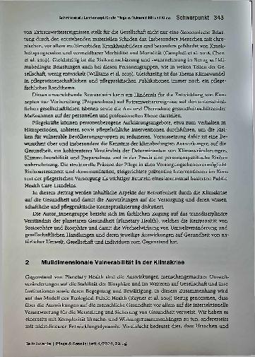 Vorschauseite 2: Lehrkonzept für die Pflege zur Vulnerabilität und Klima