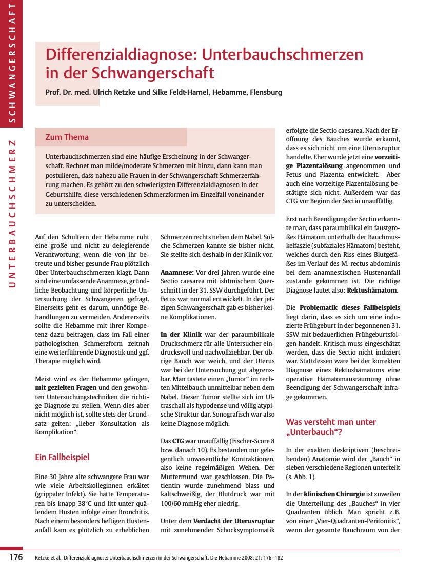 Vorschauseite 1: Differenzialdiagnose: Unterbauchschmerzen in der Schwangerschaft