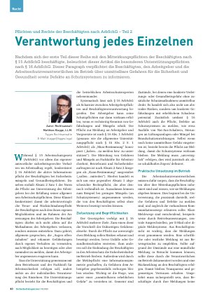 Vorschauseite 1: Pflichten und Rechte der Beschäftigten nach ArbSchG – Teil 2 Verantwortung jedes Einzelnen