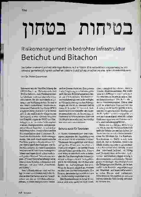 Vorschauseite 1: Risikomanagement in bedrohter Infrastruktur Betrieb und Sicherheit