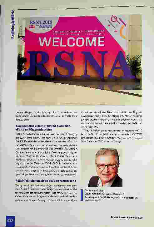 Vorschauseite 3: Kl ist das beste Zugpferd im RSNA-Stall. Rückblick auf RSNA 2019.