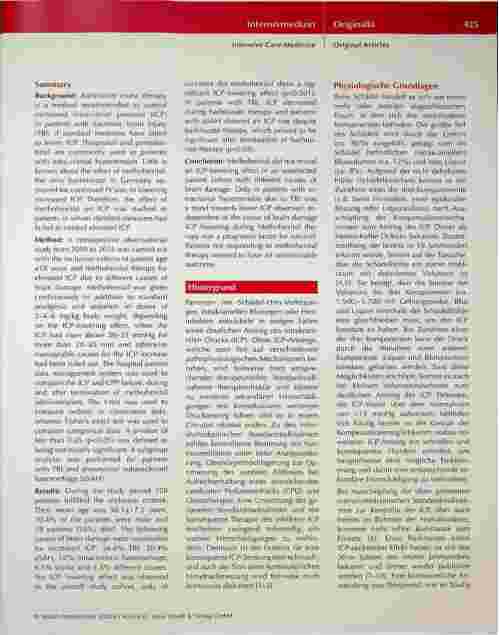 Vorschauseite 2: Der Effekt von Methohexital auf den intrakraniellen Druck in einem gemischten neurochirurgischen Krankengut: Ergebnisse einer monozentrischen Untersuchung.